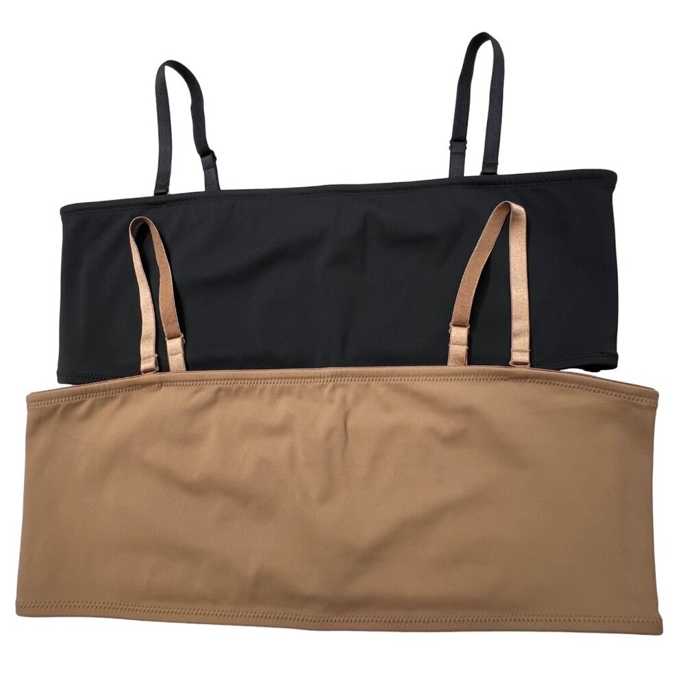 SKIMS Shaping Swim Bandeau Top‎ Lot 2 Onyx Sienna Womens 3X